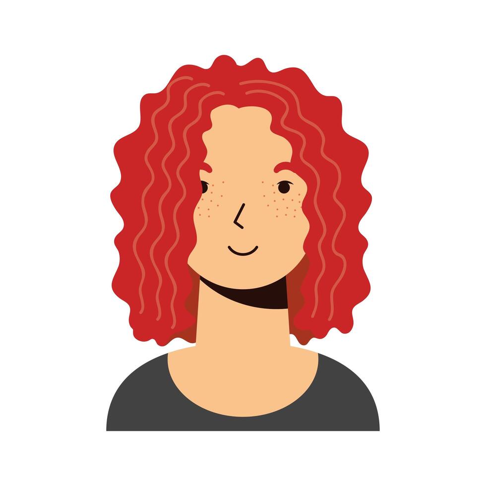 mujer joven mujer con personaje de pelo rojo vector