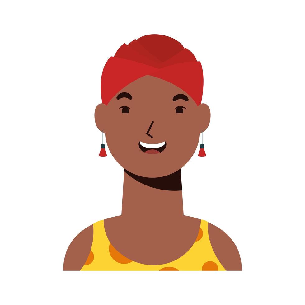 icono de personaje de mujer étnica afro vector
