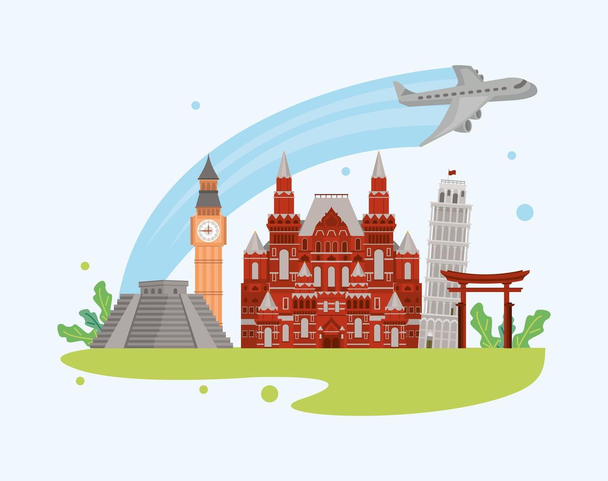 world tourism day landmarks vector