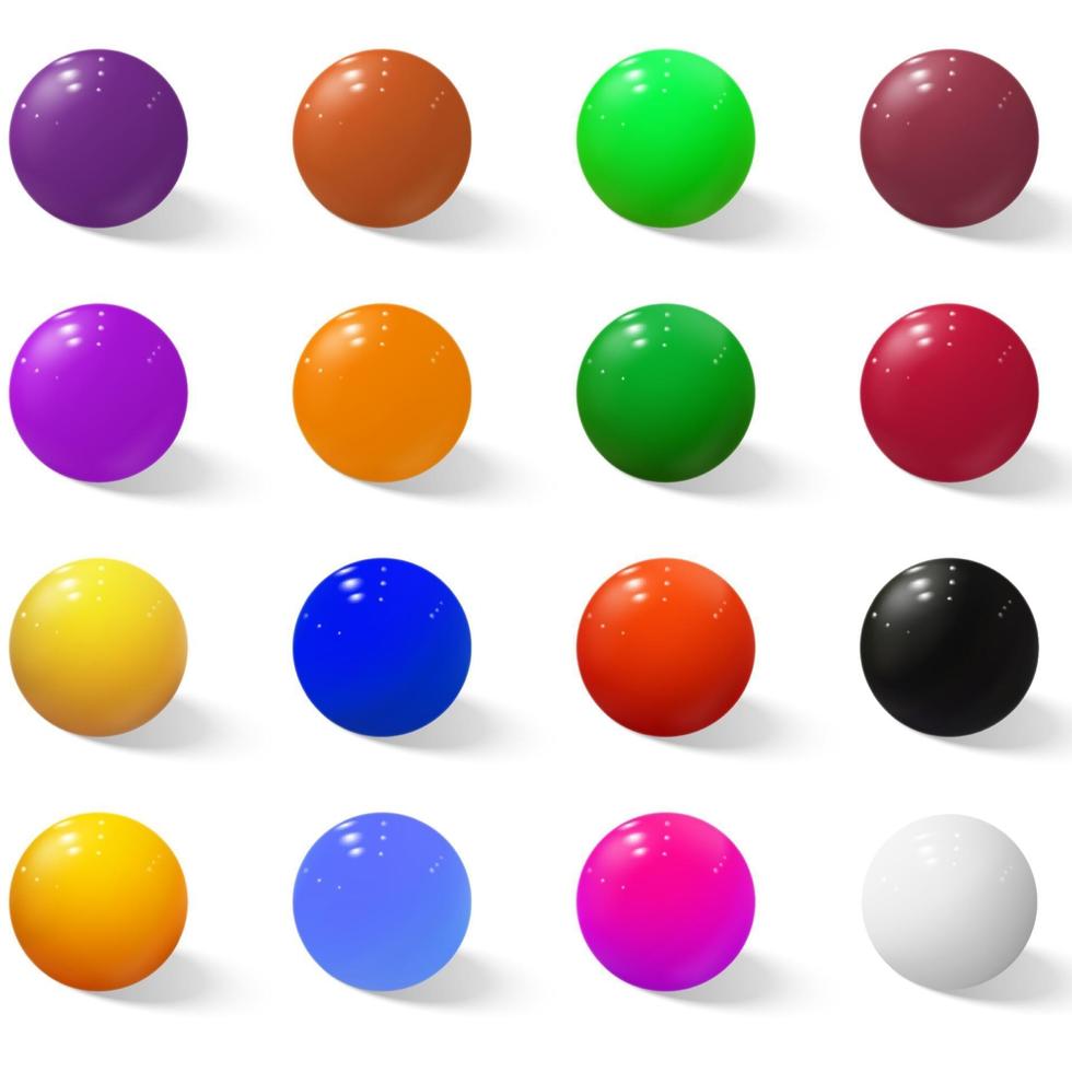 conjunto de esferas realistas de colores. vector