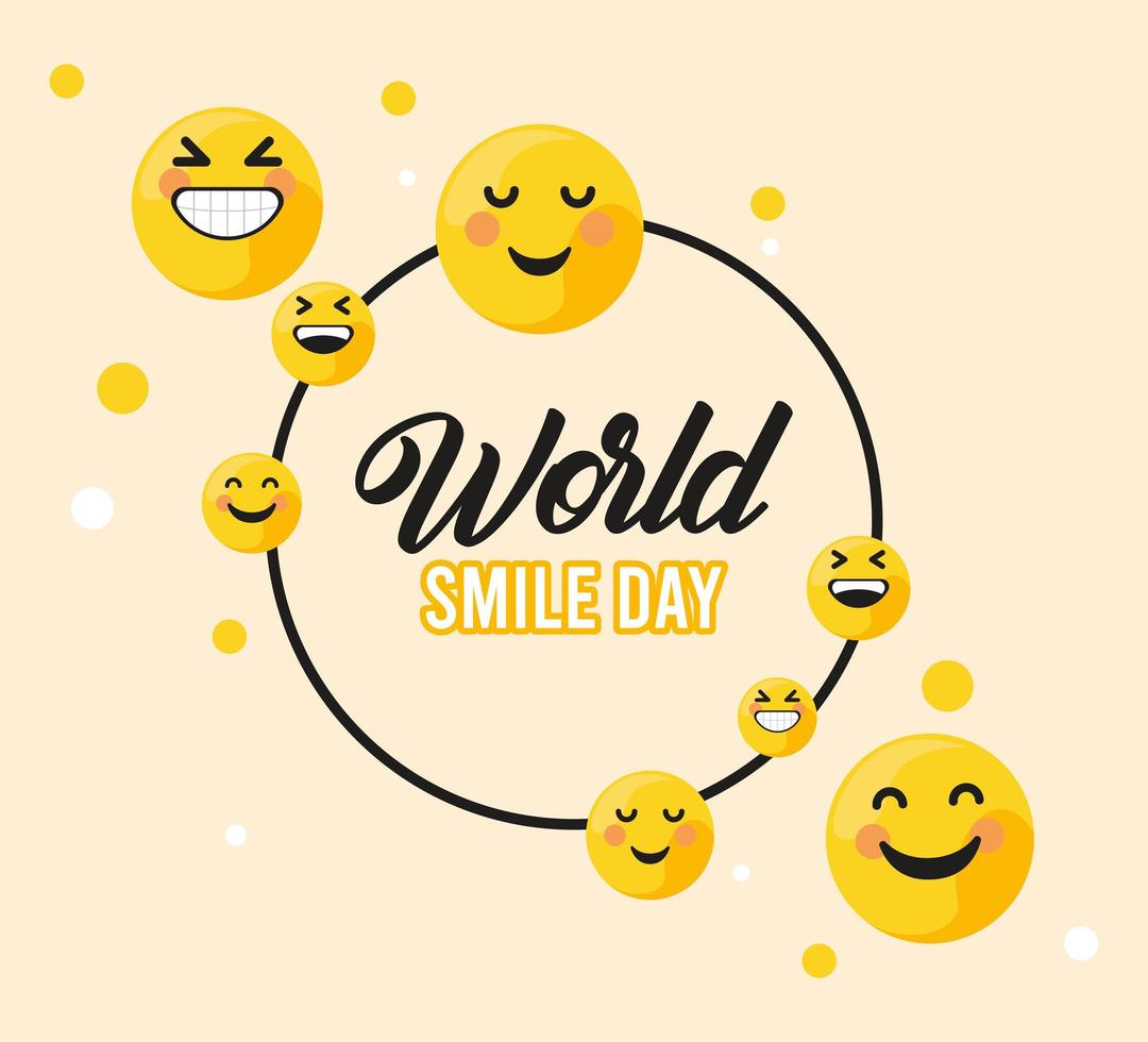 world smile day circular frame vector