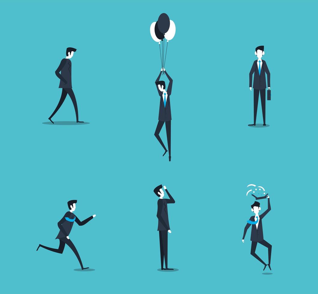 six businessmen characters vector