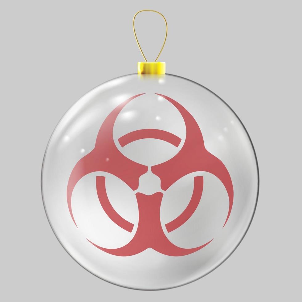 Glass Christmas ball dedicated to the coronavirus pandemic vector