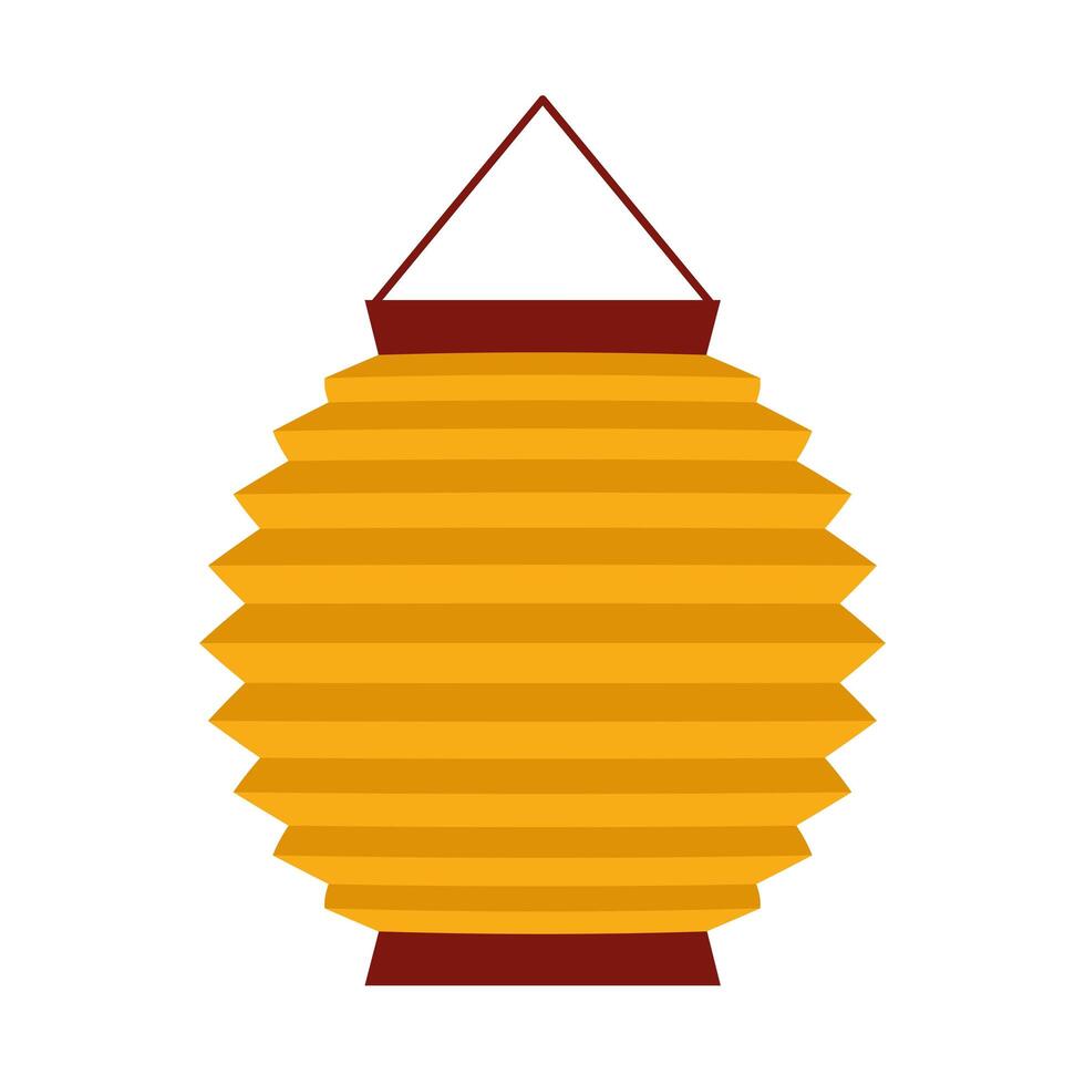 chinese yellow lamp decorative hanging icon vector