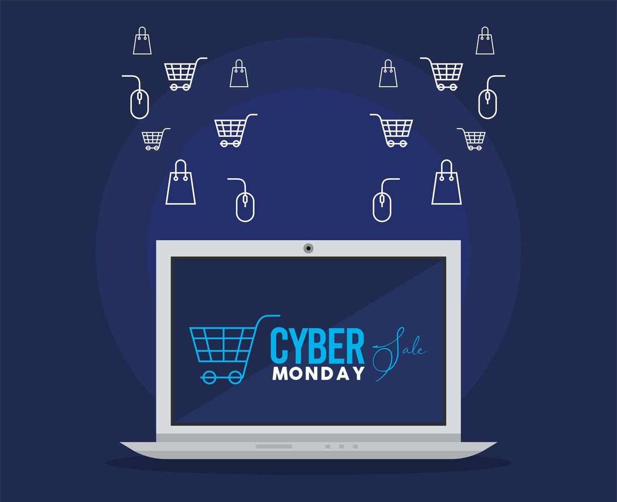 cyber monday with laptop vector