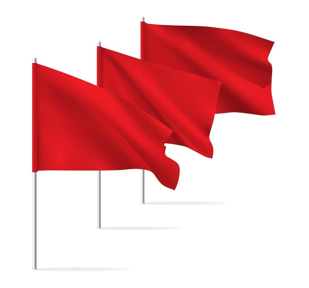 bandera de plantilla que agita horizontal limpia roja. vector