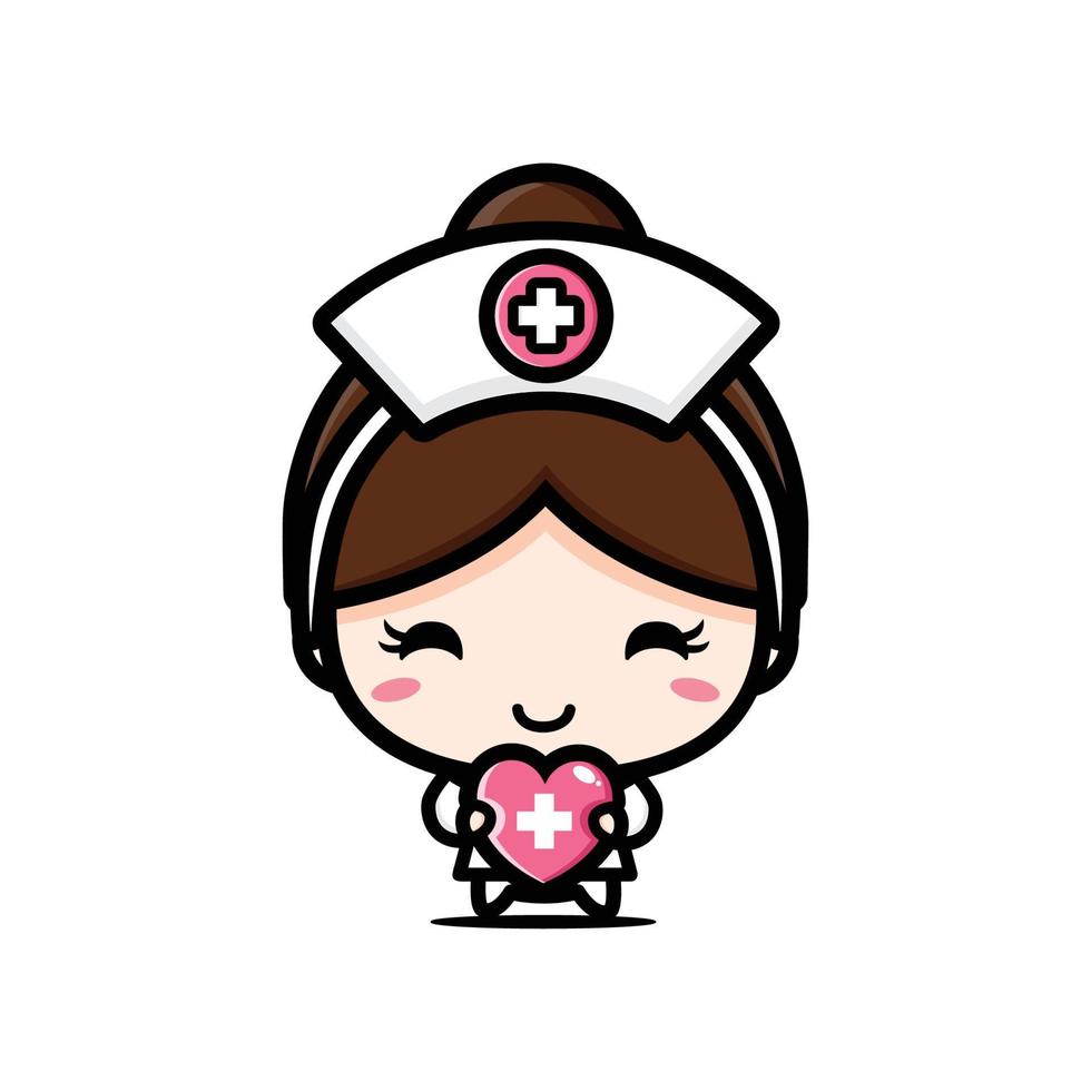 cute nurse mascot character design vector