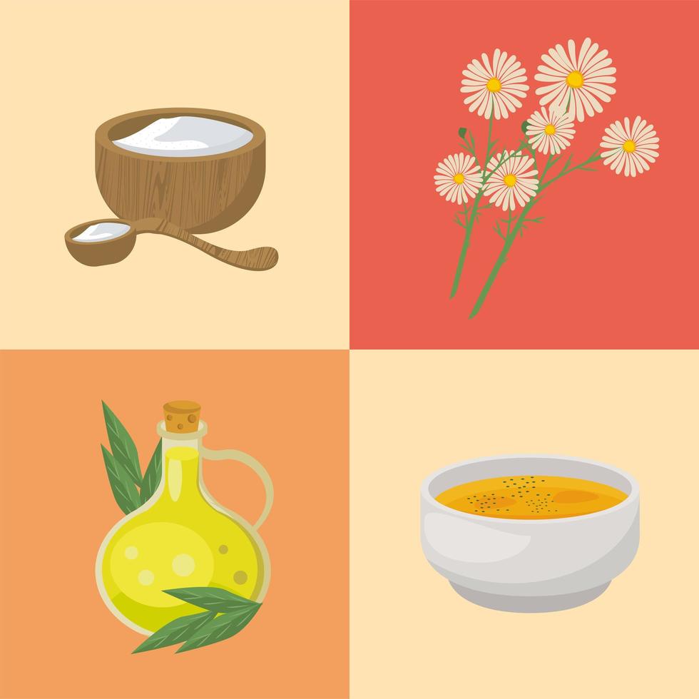 four home remedies icons vector