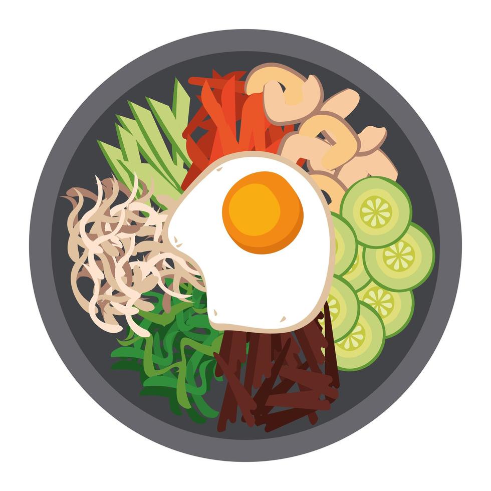 bibimbap delicious korean dish vector