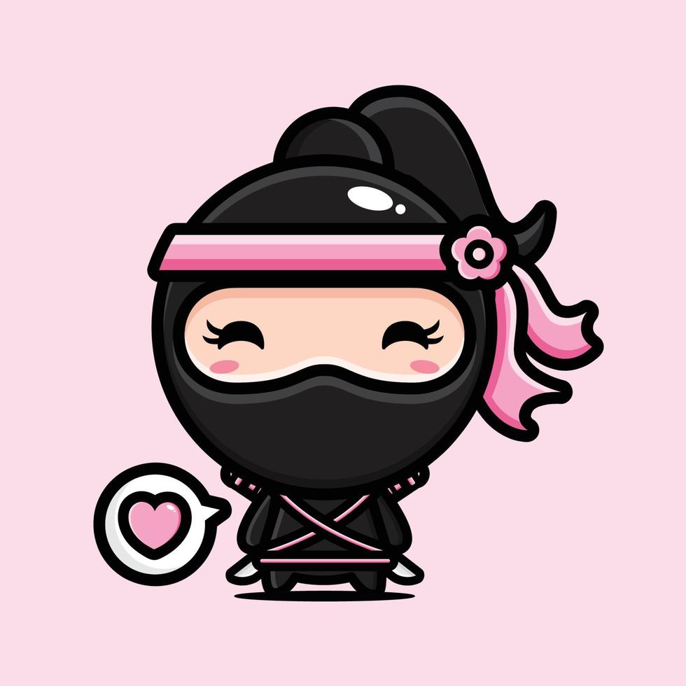 cute ninja mascot character design vector