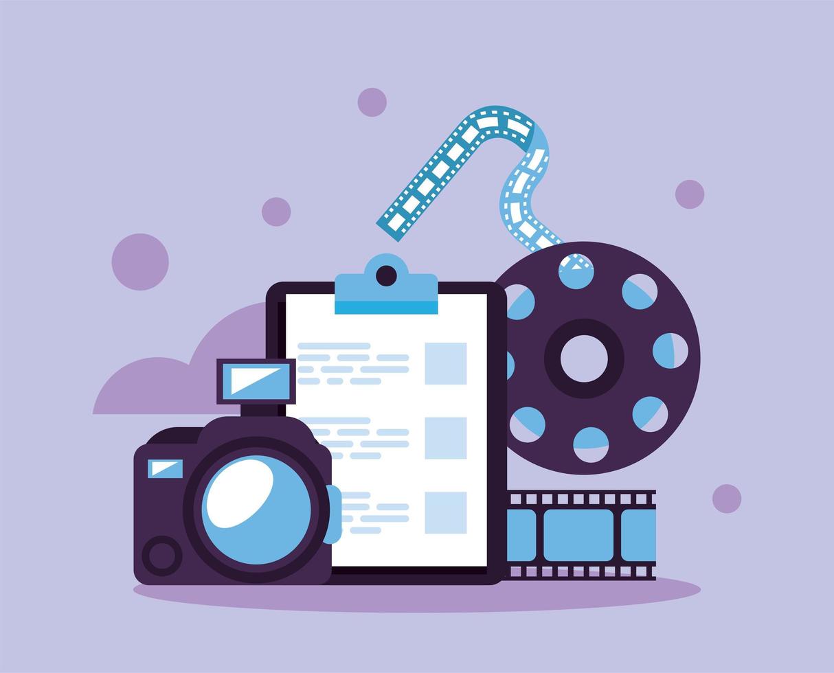 checklist with video production icons vector