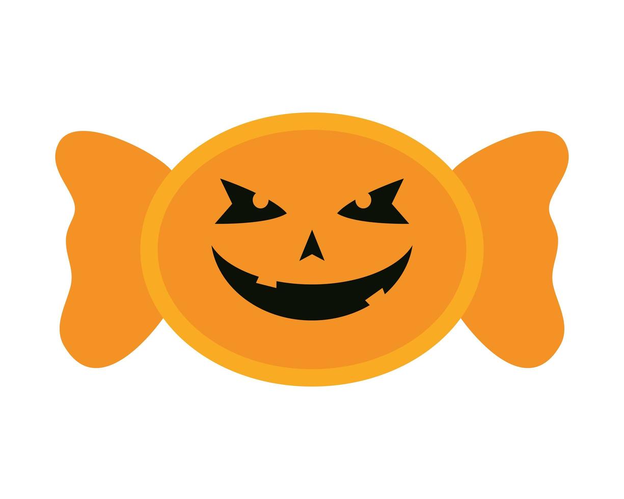 halloween sweet candy with face icon vector