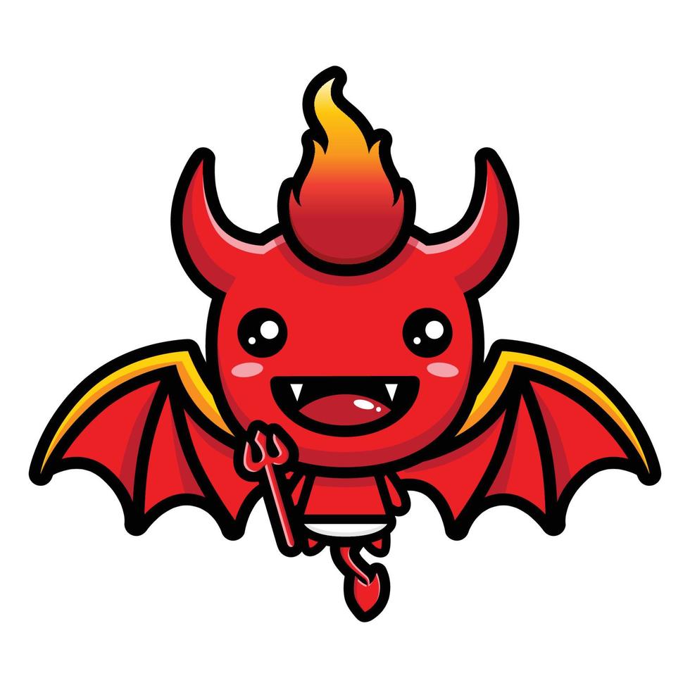 lindo diseño de personajes de la mascota del diablo vector