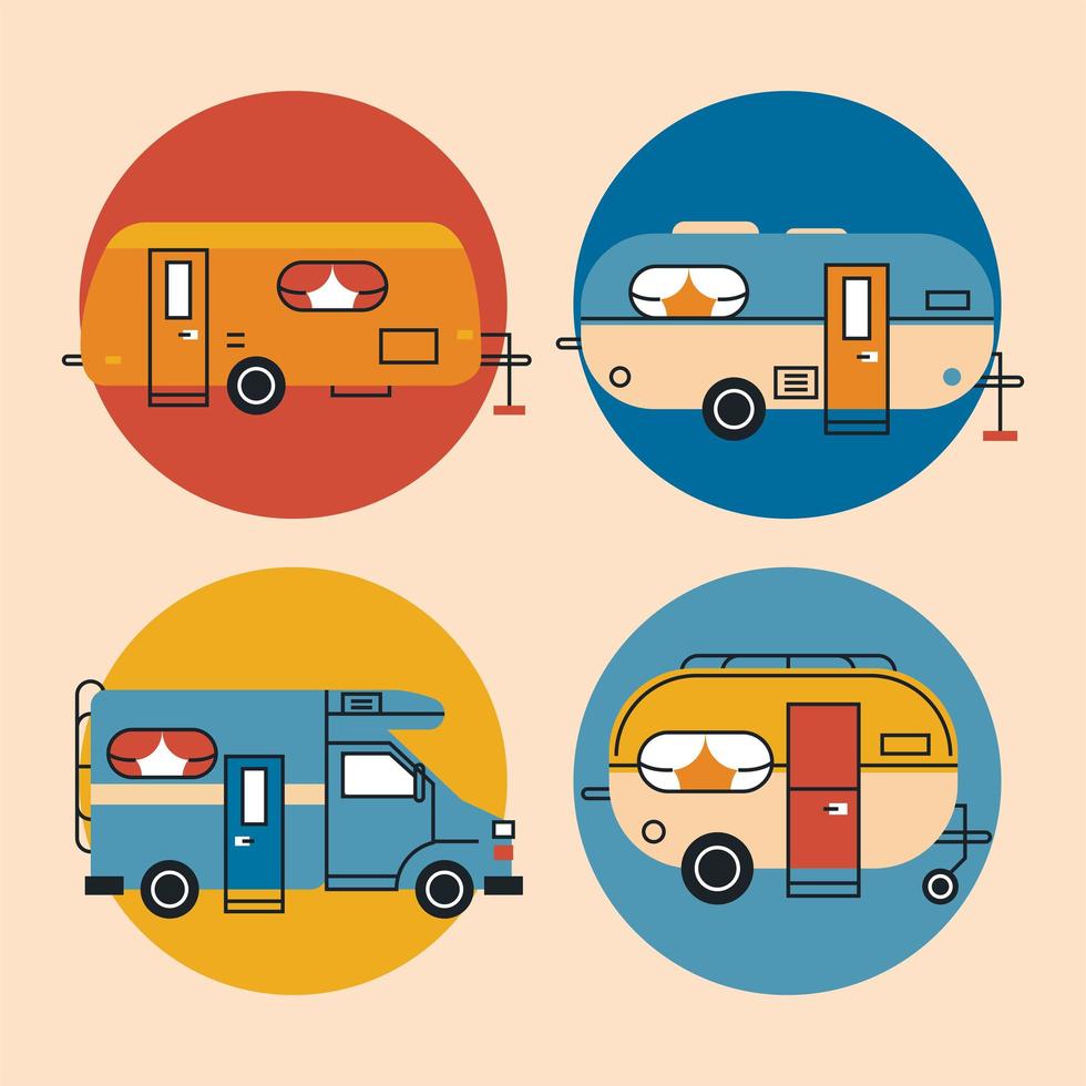 four recreational vehicles styles vector