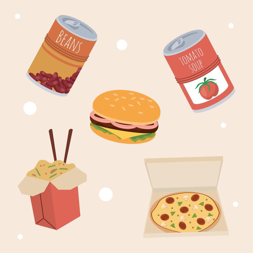 five home food icons vector