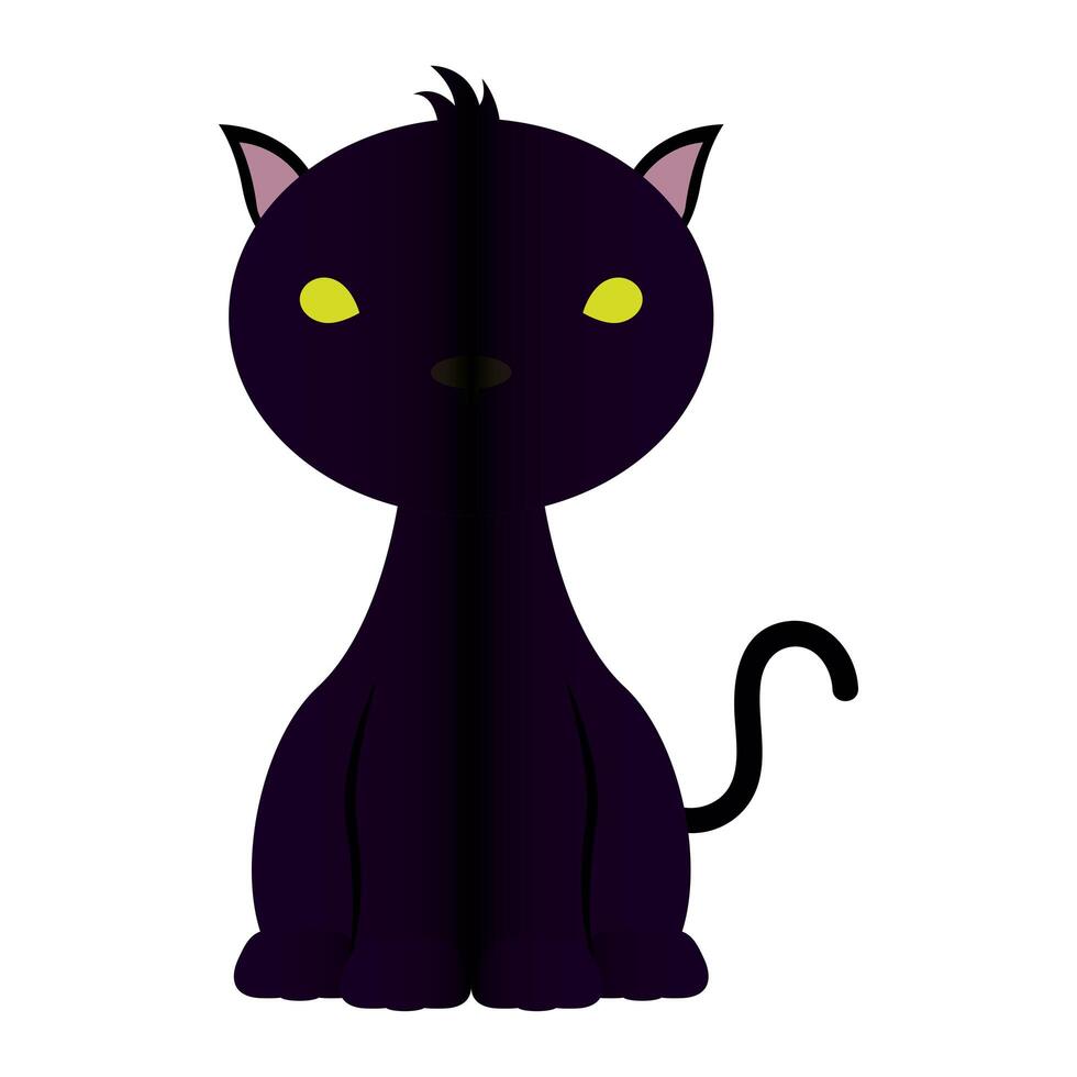 halloween, gato, negro, mascota, aislado, icono vector