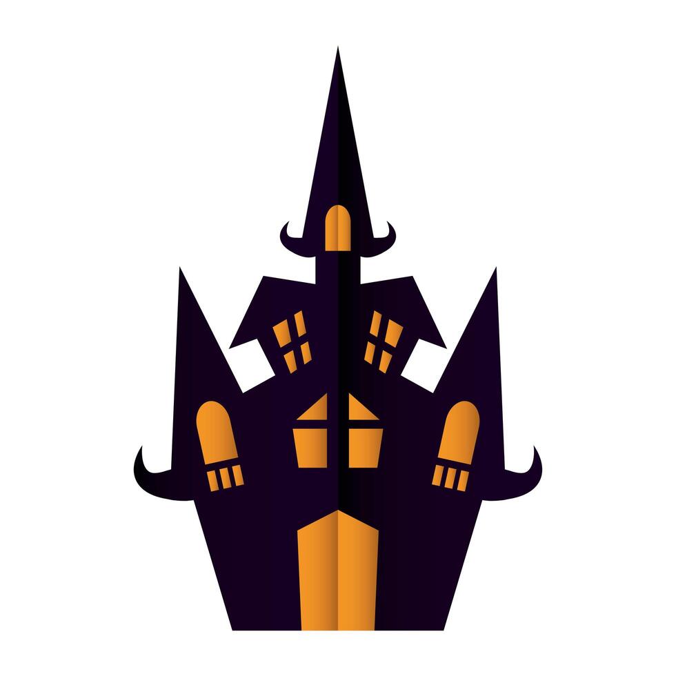 icono de castillo oscuro embrujado de halloween vector