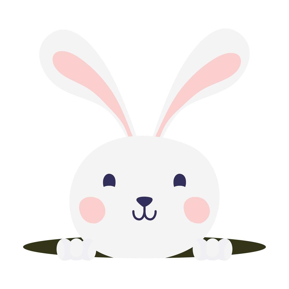 cute easter little rabbit in hole character vector