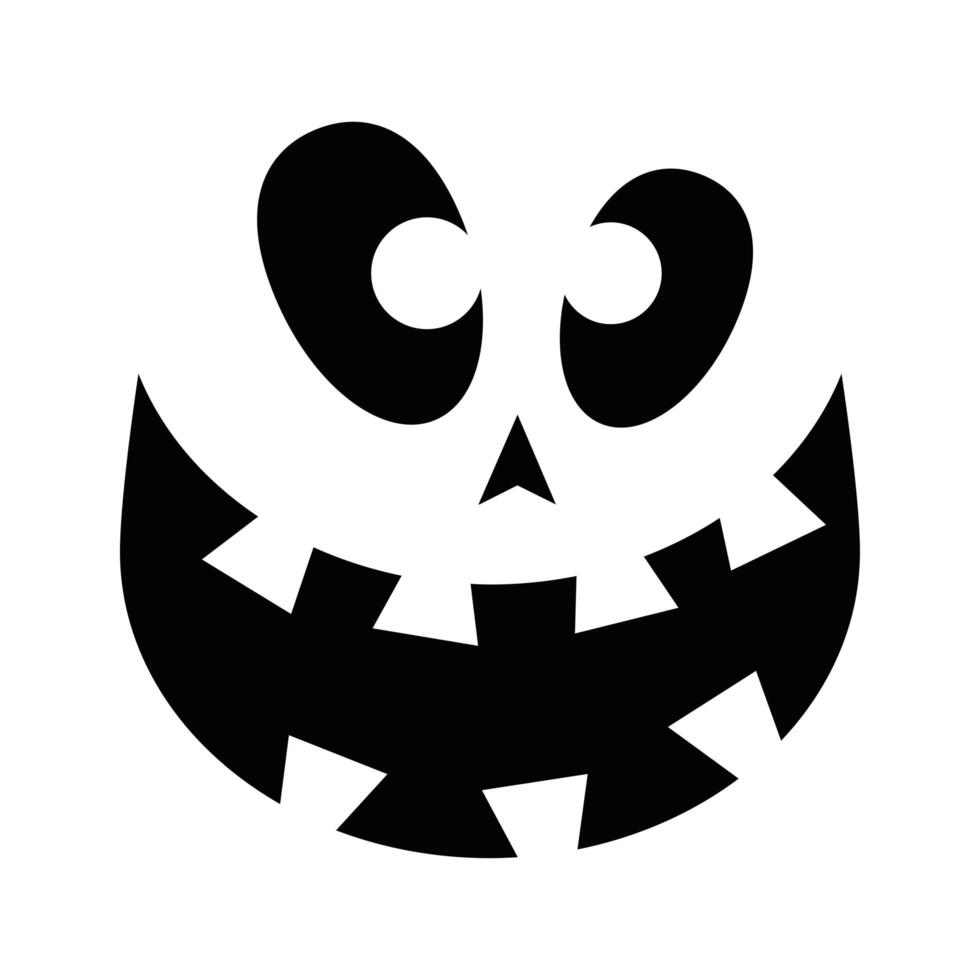 halloween pumpkin face emoji silhouette style icon vector