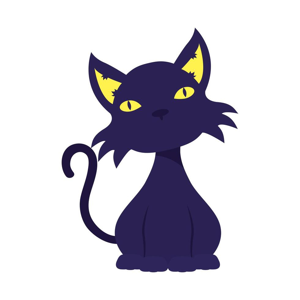 halloween, gato, negro, mascota, aislado, icono vector