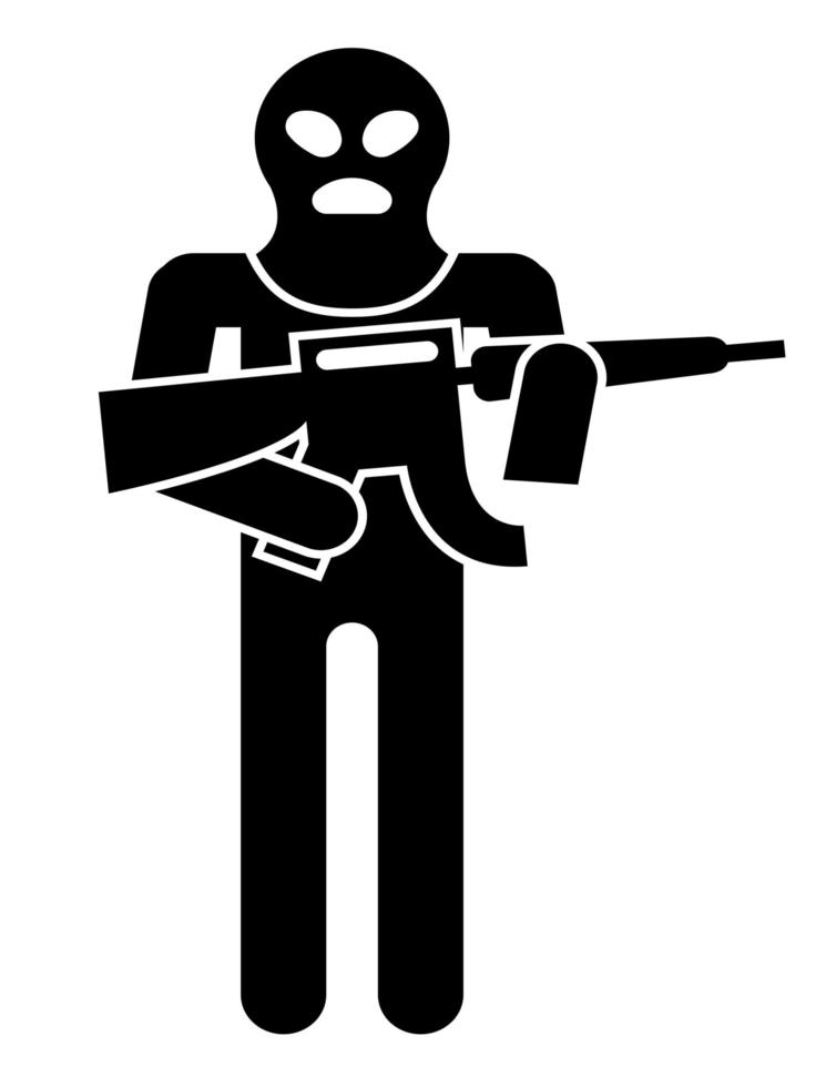 terrorist with weapon vector
