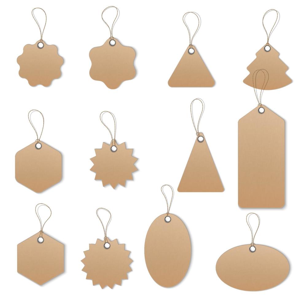 Realistic textured sell tags with ropes. Vector. vector