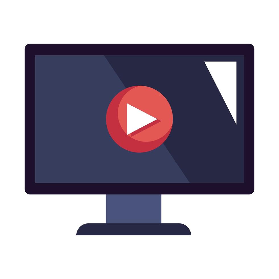 computer with play button vector