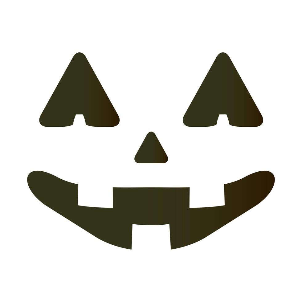 cara de halloween calabaza con emoji de tres dientes vector