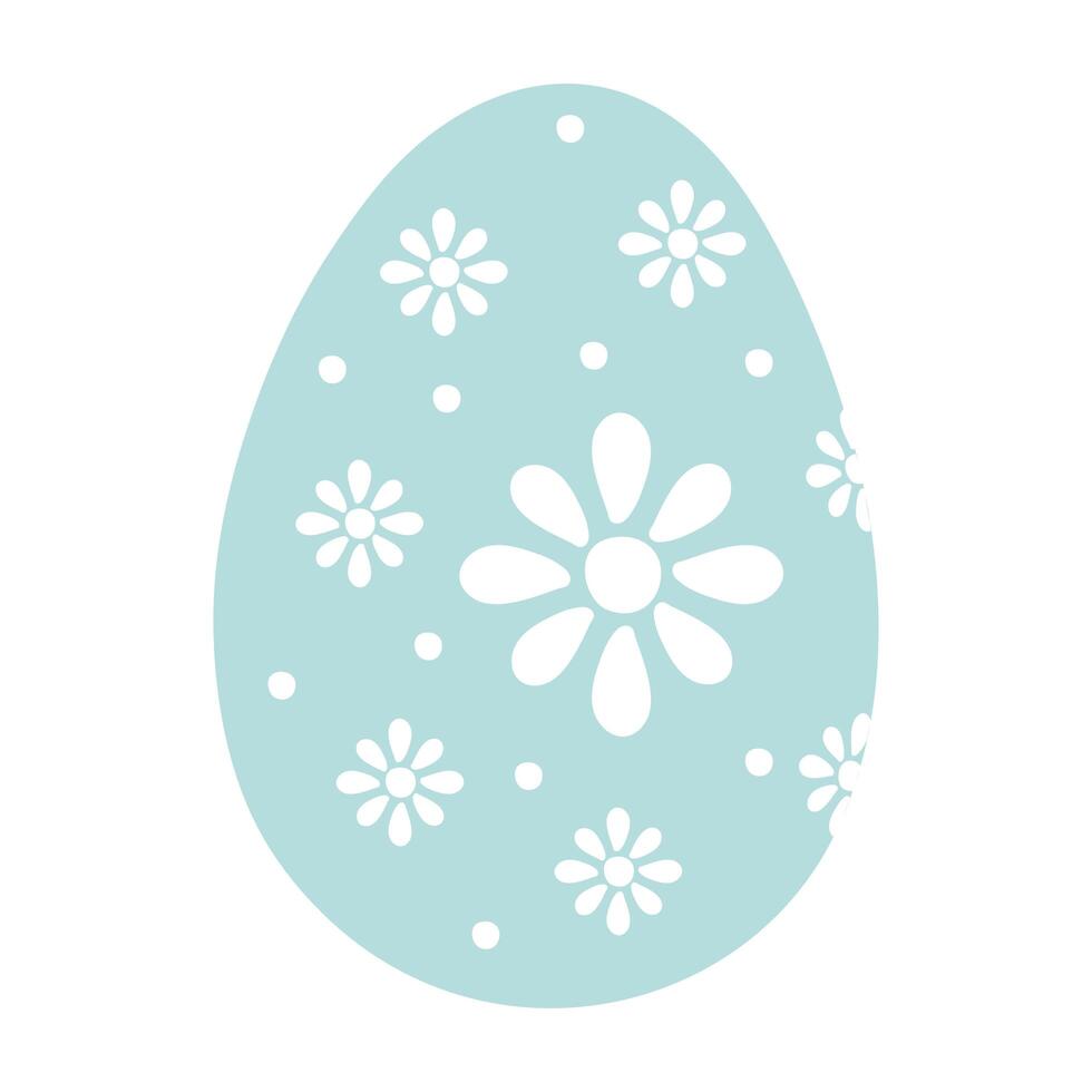 happy easter egg paint with flowers vector