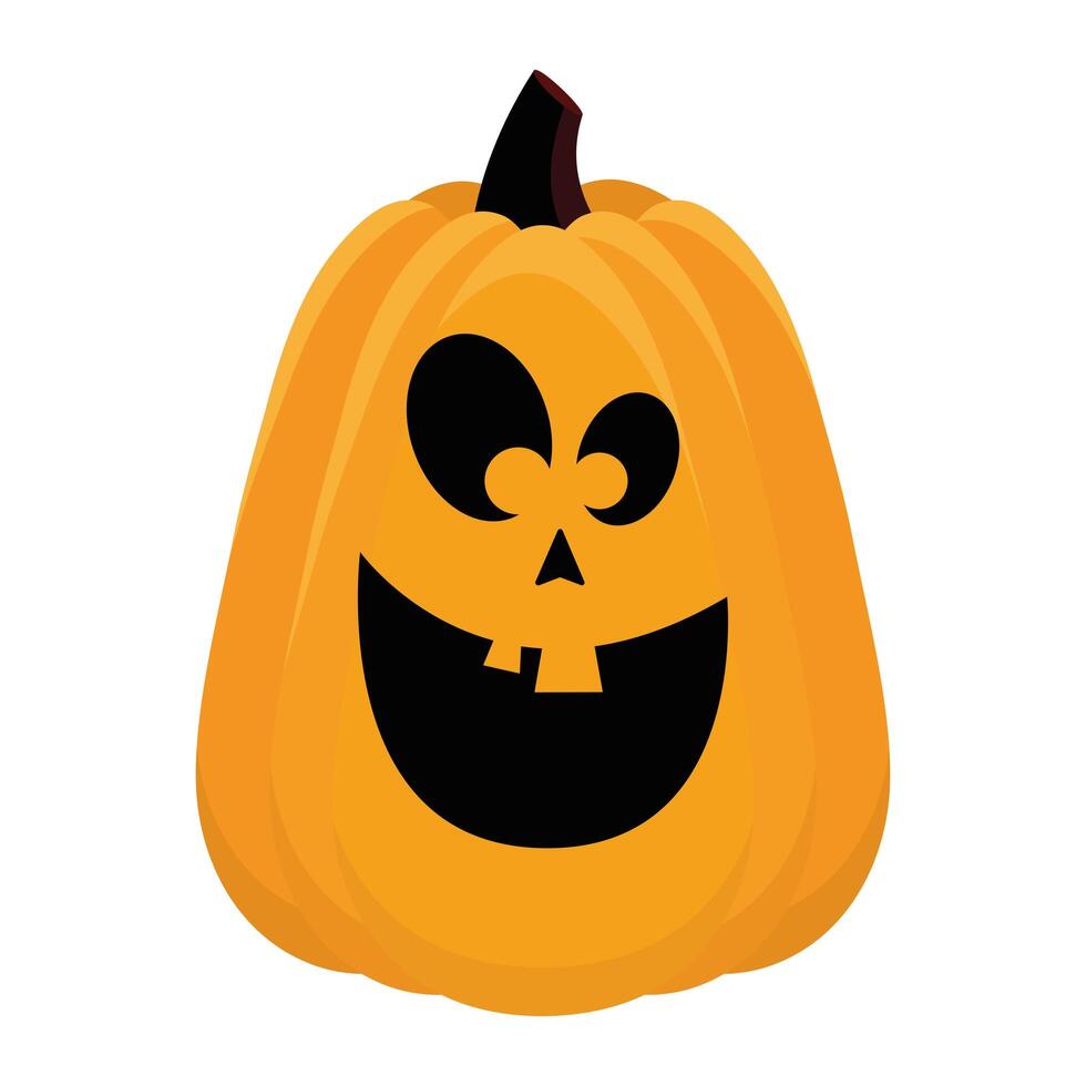 halloween orange pumpkin face isolated style icon vector