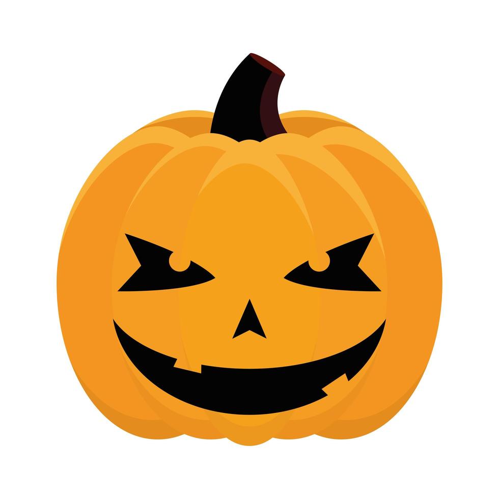 halloween orange pumpkin face isolated style icon vector