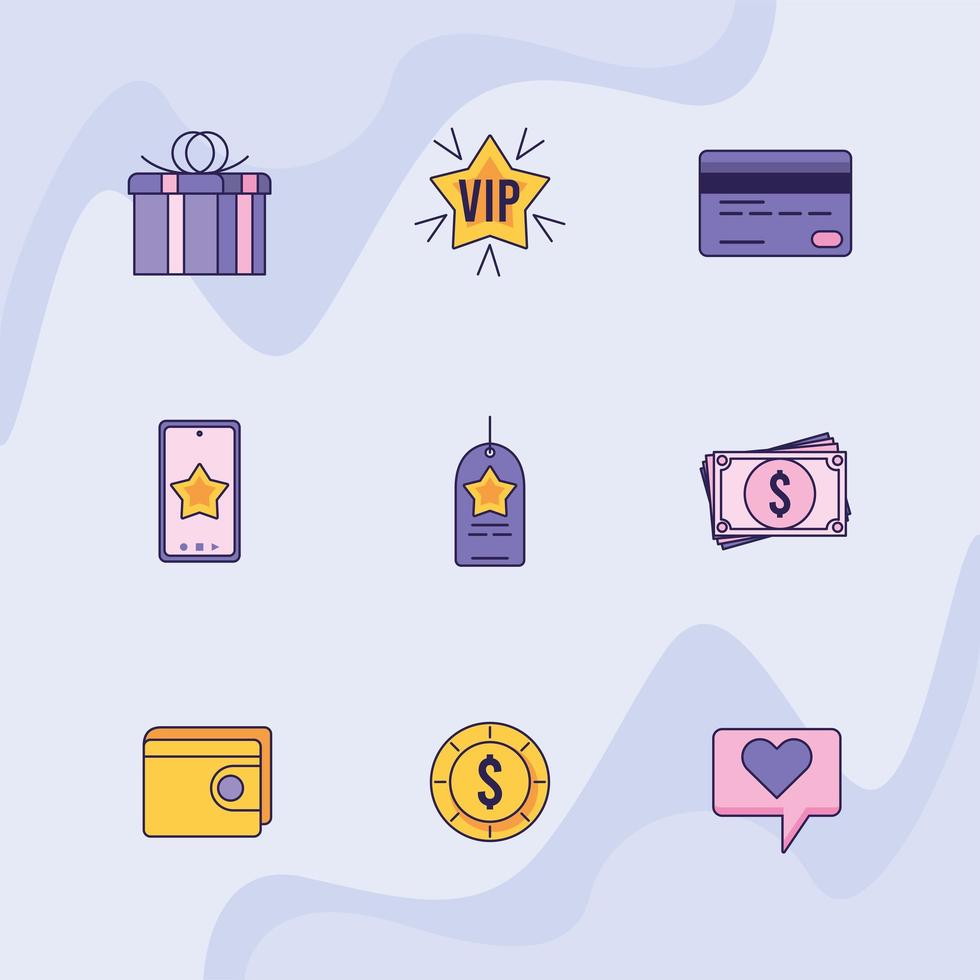 nine loyalty program icons vector