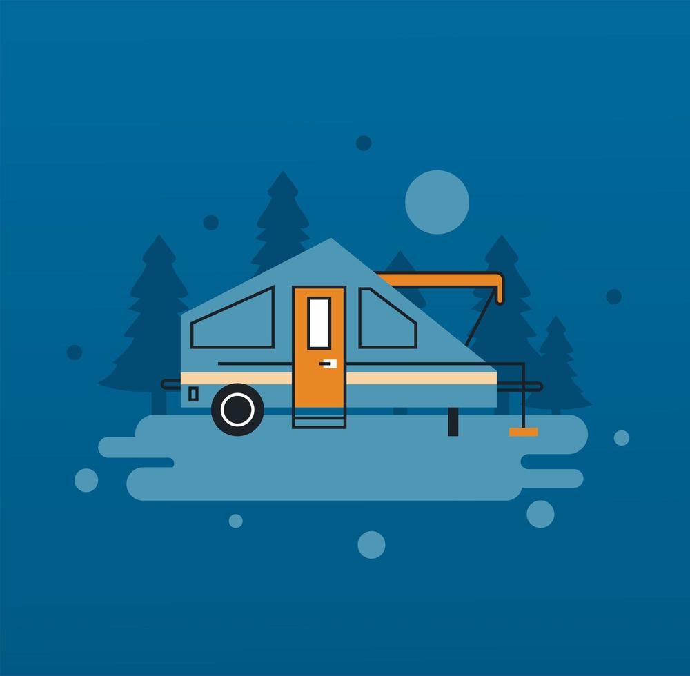 recreational vehicle at night vector