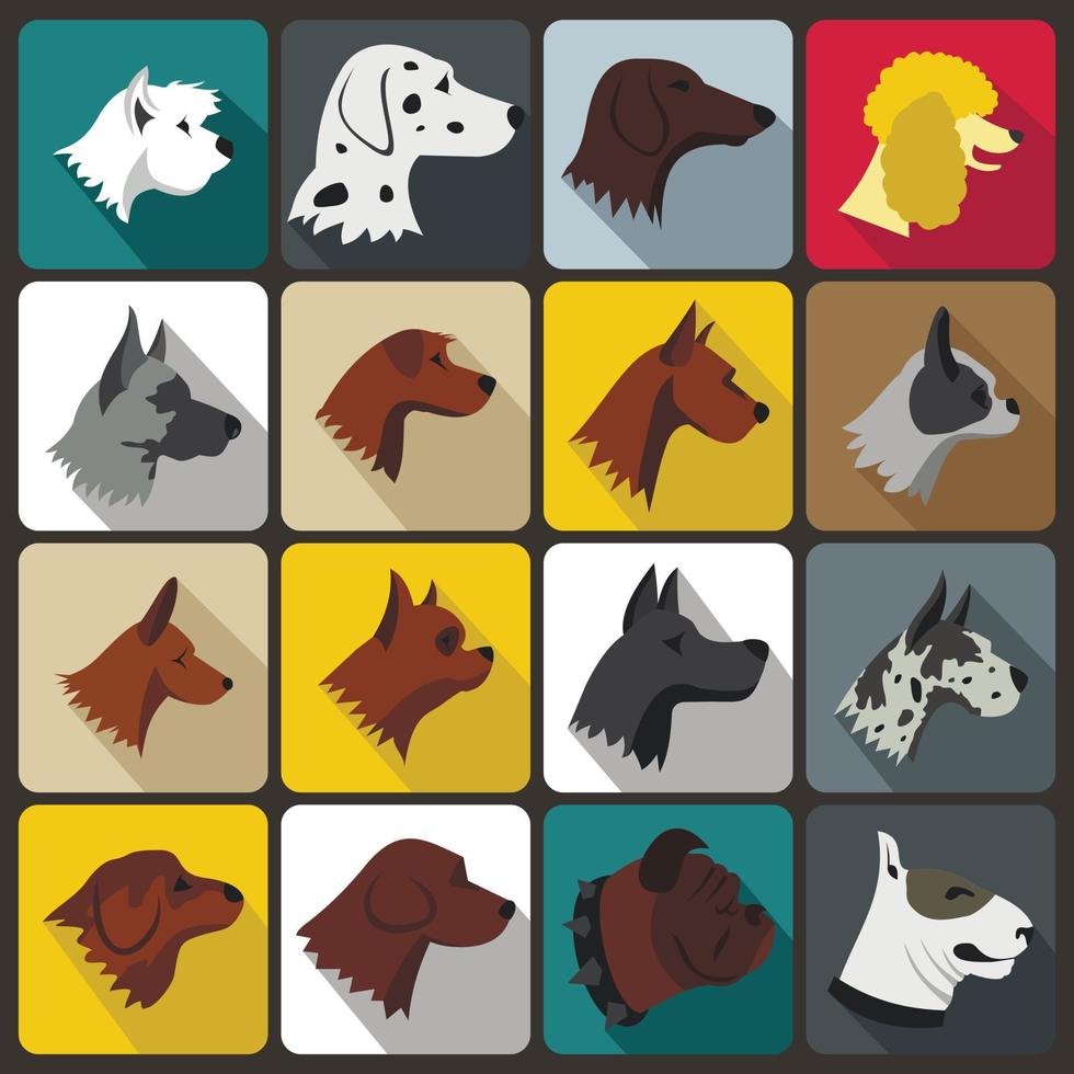 conjunto de iconos de perro, estilo plano vector