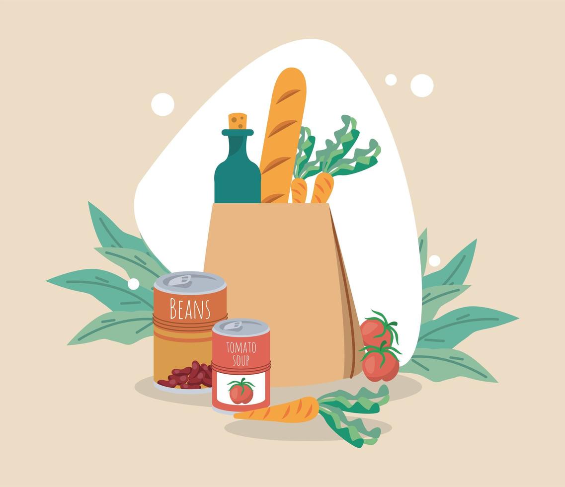 home food in bag vector