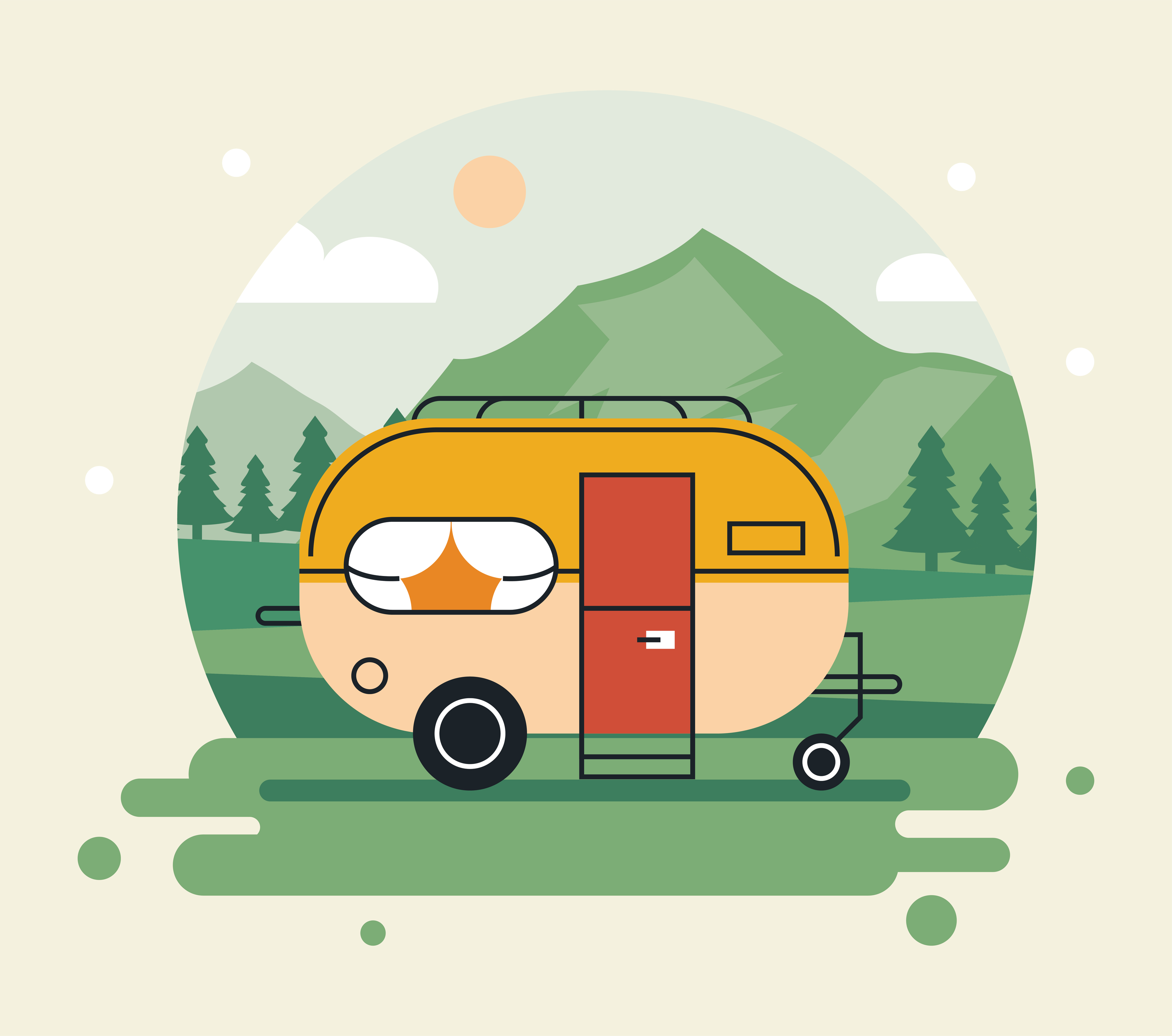 recreational vehicle in the landscape 4220387 Vector Art at Vecteezy