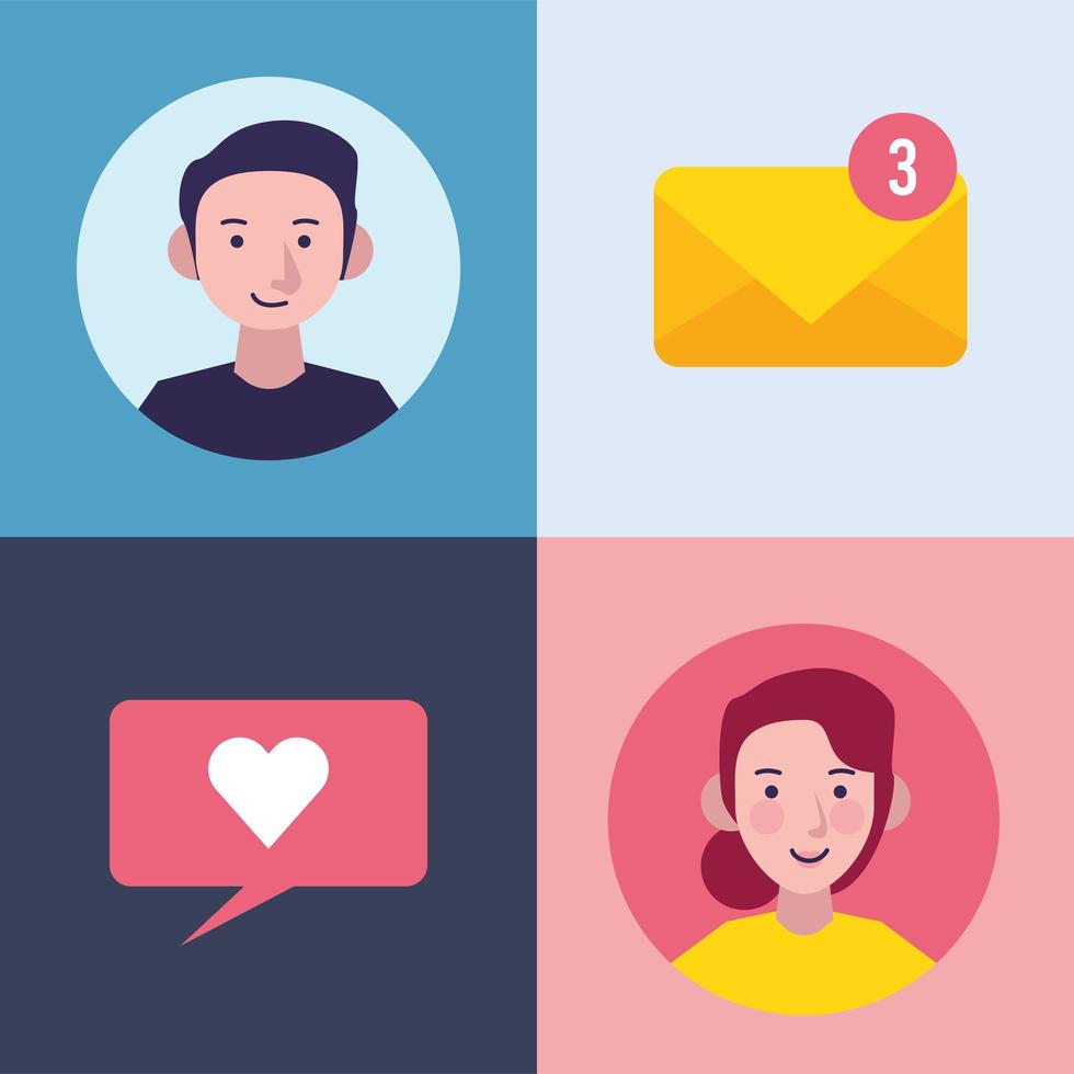 four messaging communication icons vector