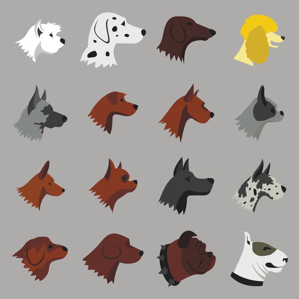 conjunto de iconos de perro, estilo plano vector