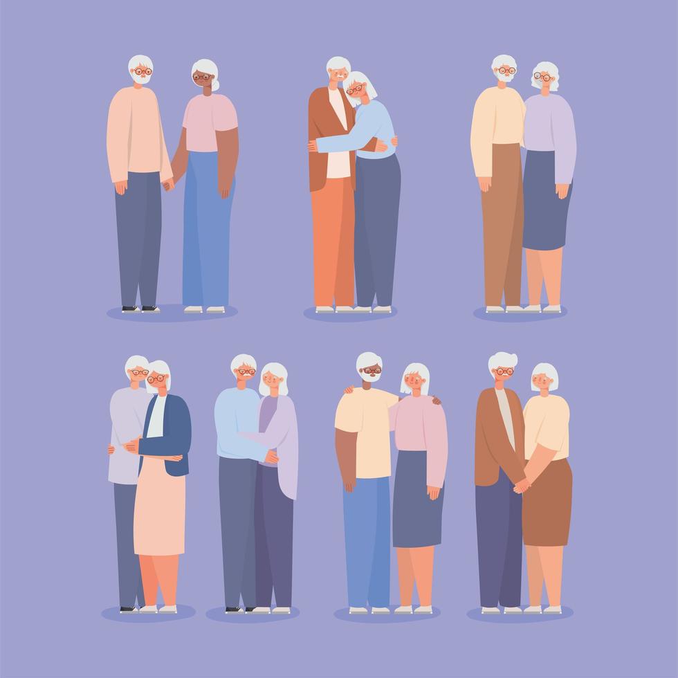 nice grandparents characters vector