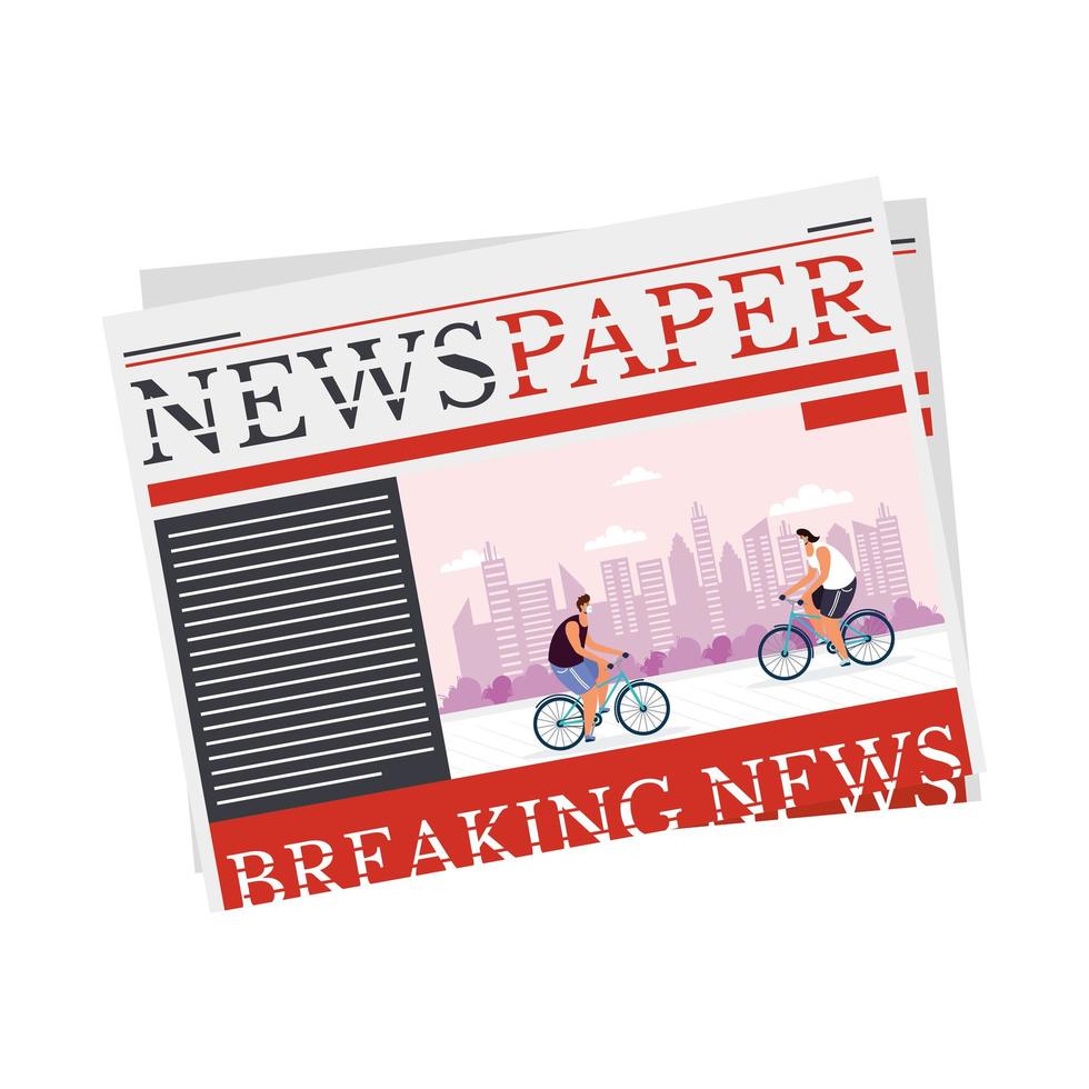 news paper communication with bicycles sport vector