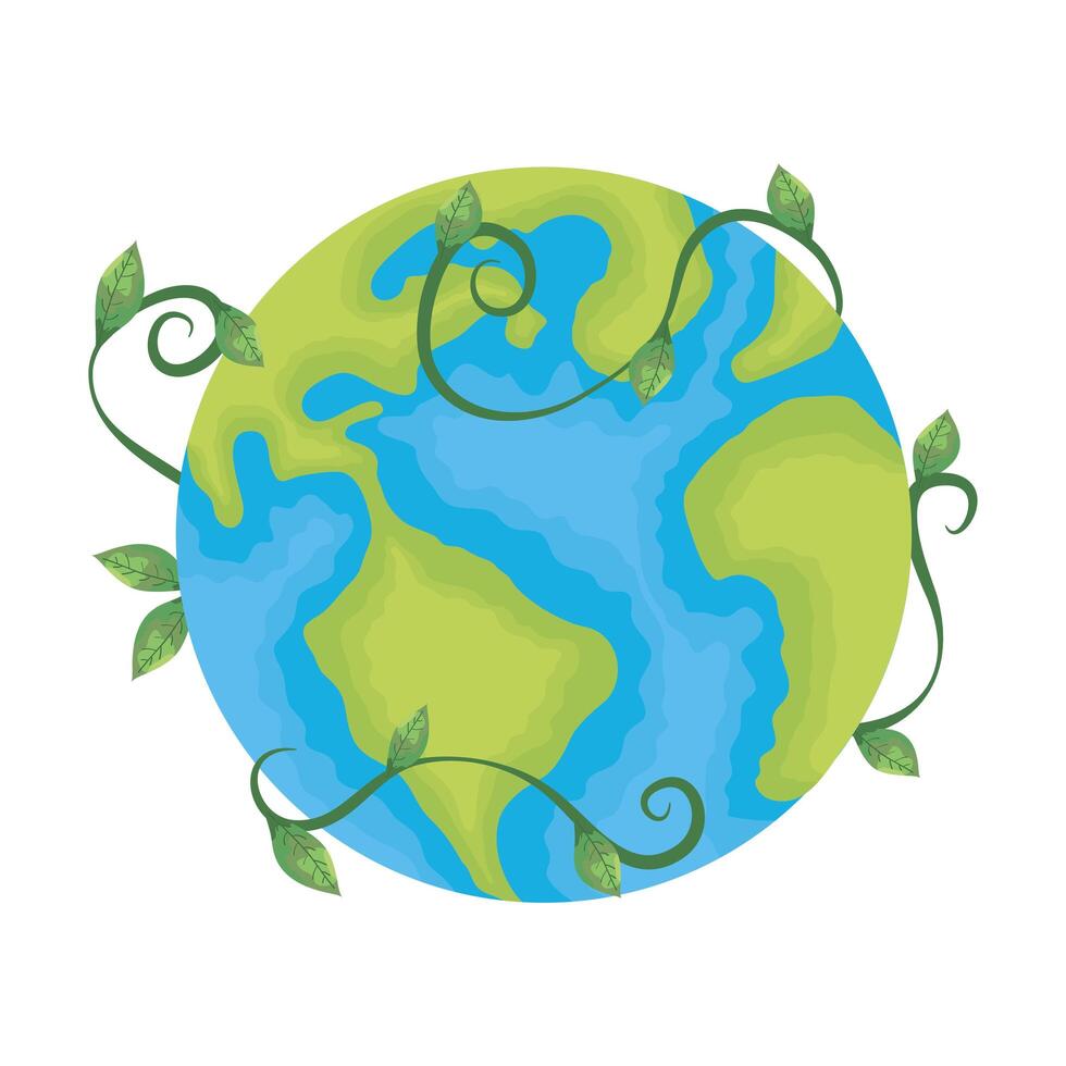 world planet earth with climbing plant vector