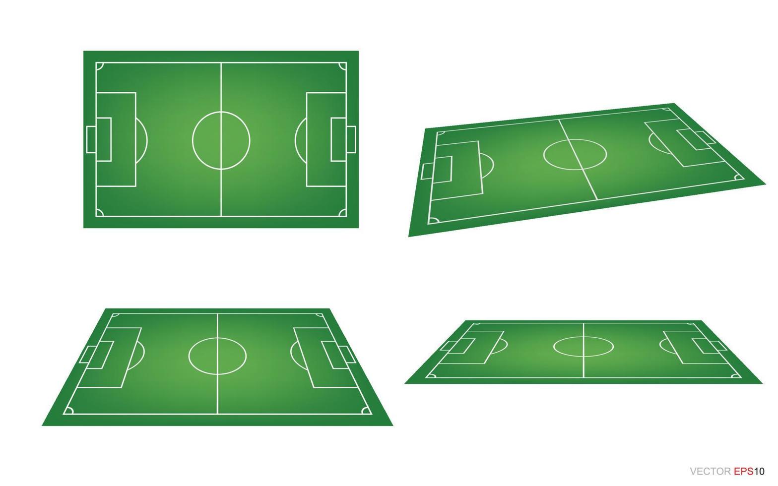 campo de fútbol o campo de fútbol de fondo aislado en blanco. elementos de perspectiva. vector corte verde para crear juego de fútbol. vector.