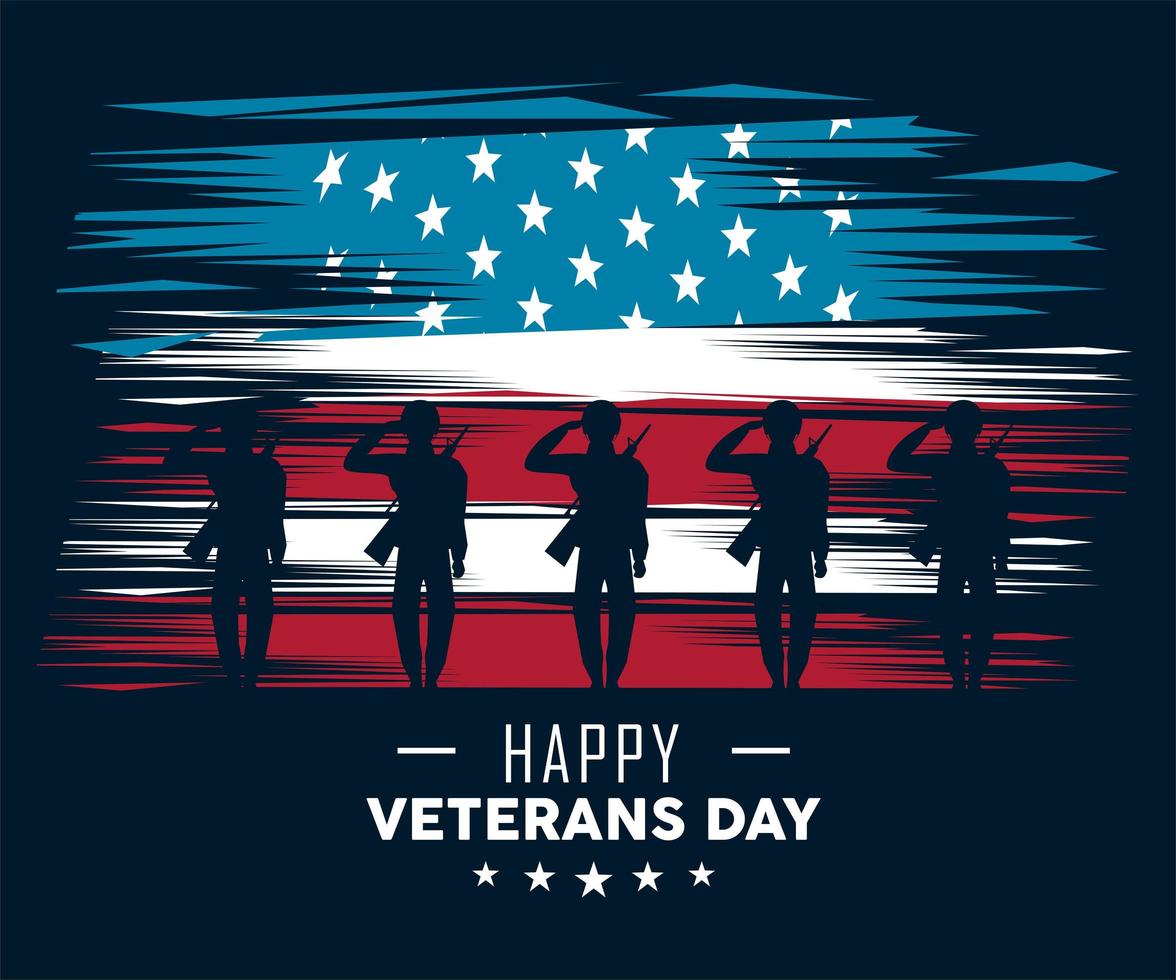 veterans soldiers saludating vector