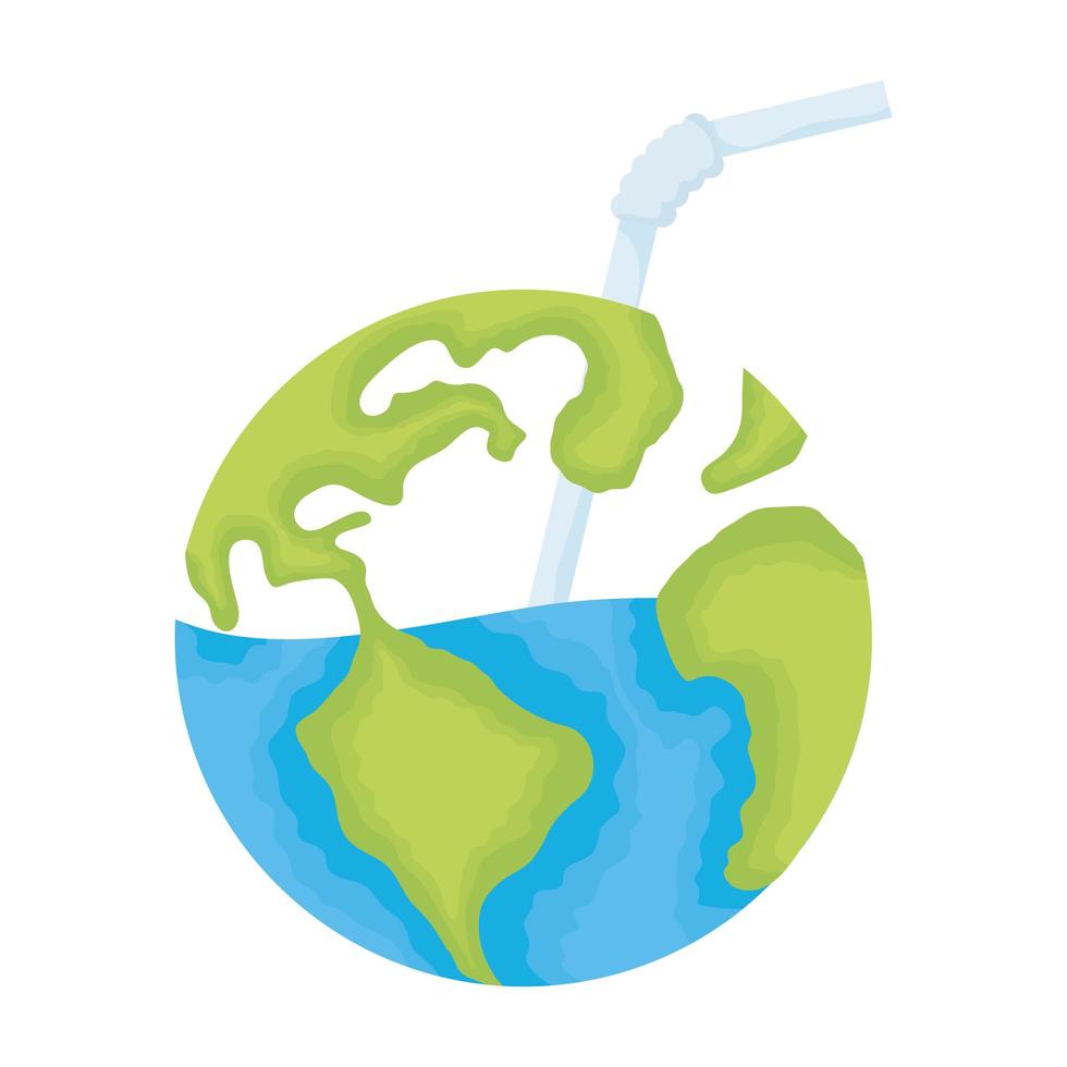 world planet earth with straw water day icon vector