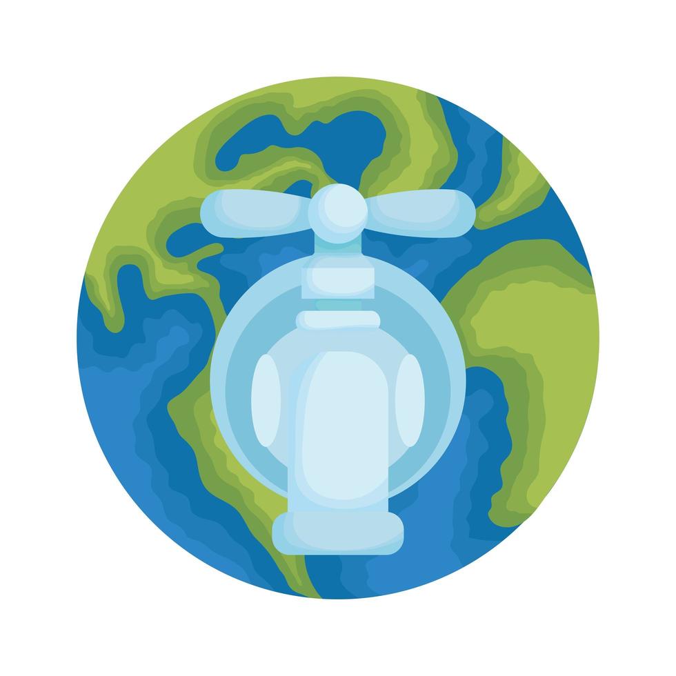 world planet earth with water faucet vector