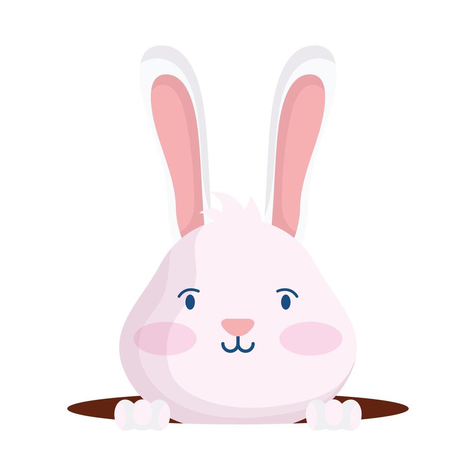 cute easter little rabbit in hole character vector