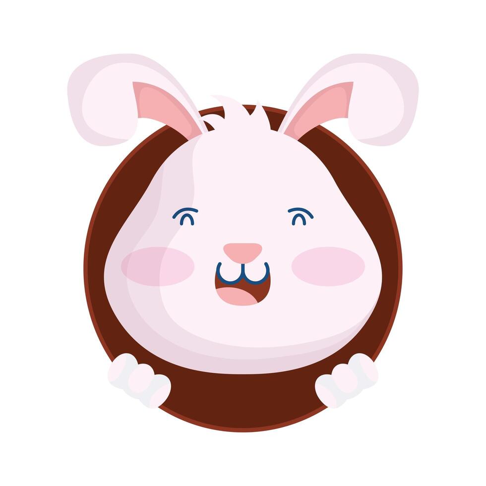 cute easter little rabbit in hole character vector