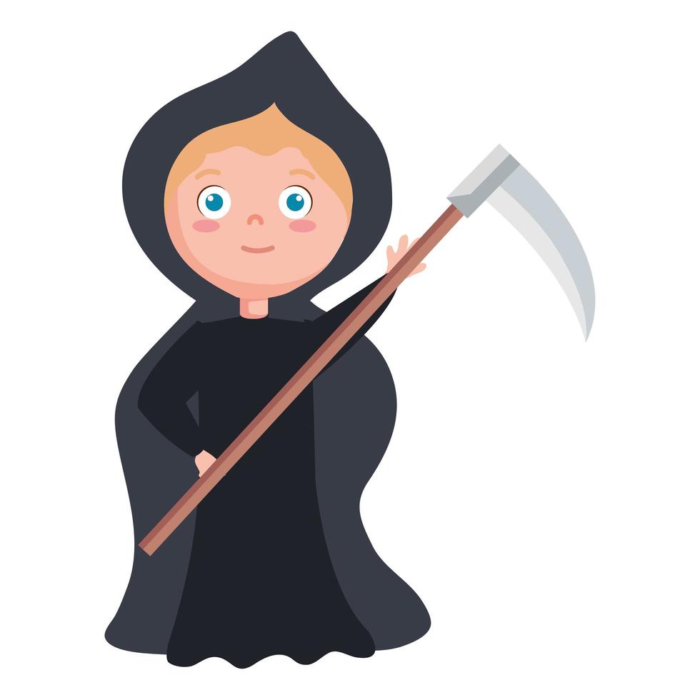 boy with grim reaper costume vector