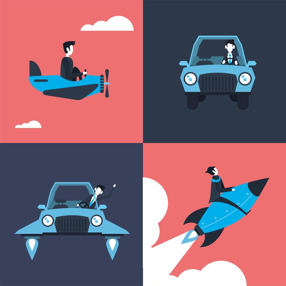 four businessmen characters vector