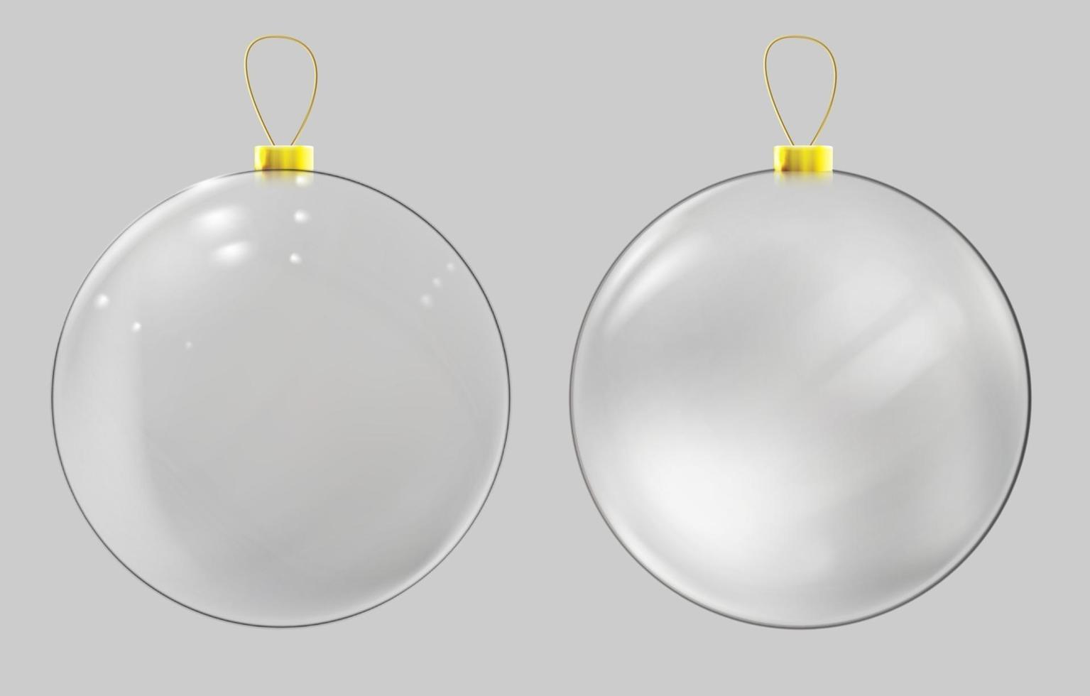 Realistic glass christmas ball. Transparent Christmas ball decoration. vector